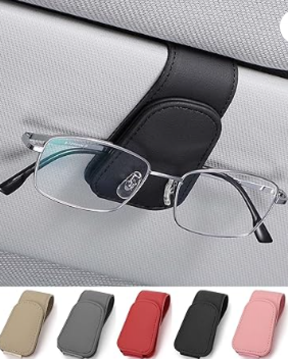 PORTA LENTES DE CUERO PARA AUTO 